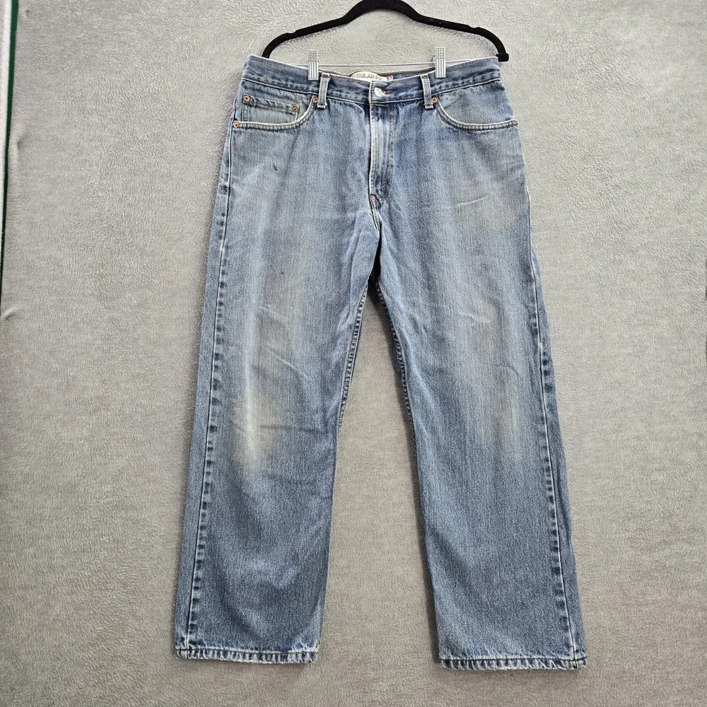 VINTAGE Levi's 505 Men Jeans 36X29 Light Blue Denim‎ Logo Button 29